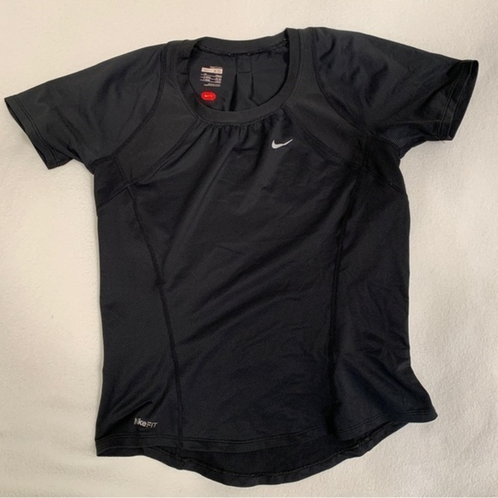 NIKE FIT Black athletic tee shirt breathable moisture wicking scoop neck XS top